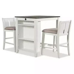 Kirklands Home & Gray Wood Kayla Counter Height 3-pc. Set White Clearance