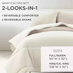 Kirklands Home White & Tan Reversible 3-pc. King Comforter Set Hot