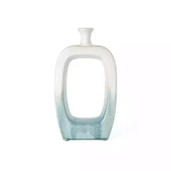 Vases>Kirklands Home White & Turquoise Ceramic Cut-Out Vase, 14 in.