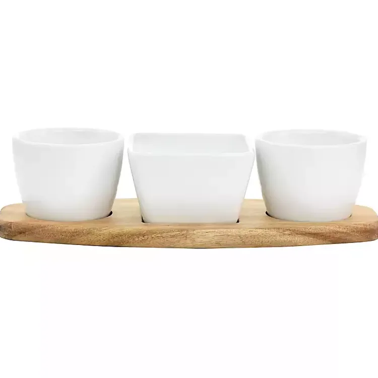 Kirklands Home White Acacia Wood Base 4-pc. Tidbit Dish Set Discount