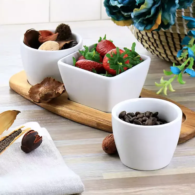 Kirklands Home White Acacia Wood Base 4-pc. Tidbit Dish Set Discount