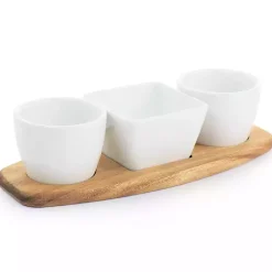 Kirklands Home White Acacia Wood Base 4-pc. Tidbit Dish Set Discount