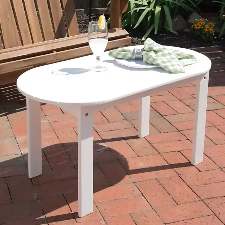 Kirklands Home Acacia Wood Oval Adirondack Coffee Table White Hot