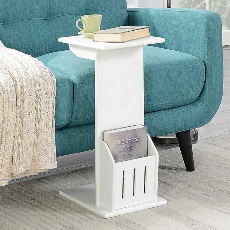 Kirklands Home Accent Table with Magazine Holder White Best