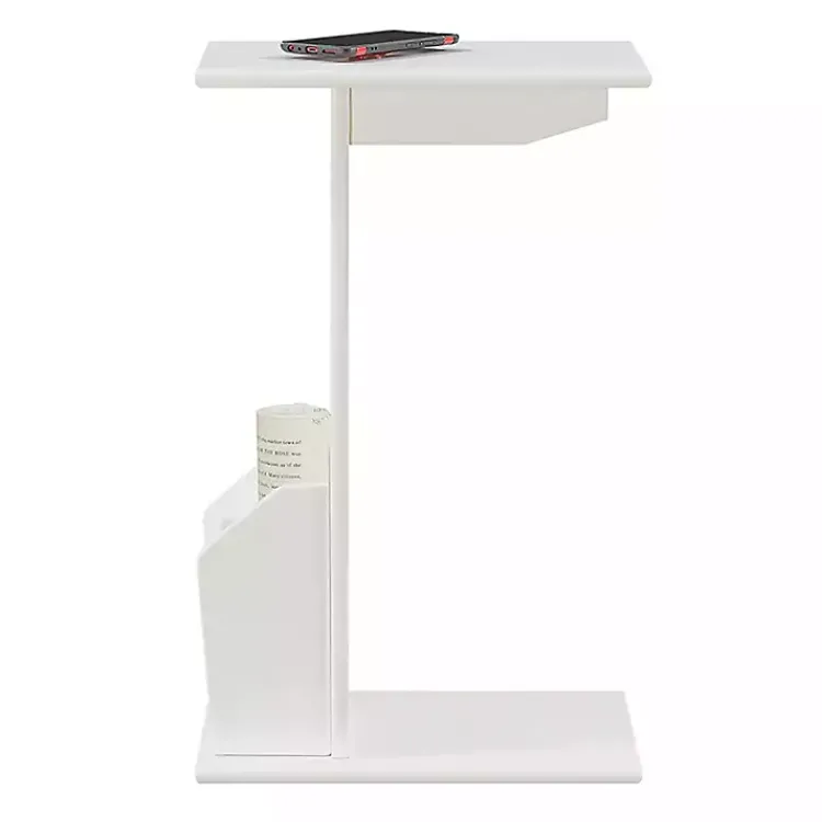 Kirklands Home Accent Table with Magazine Holder White Best