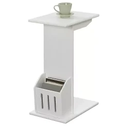 Kirklands Home Accent Table with Magazine Holder White Best
