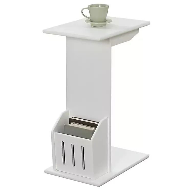 Kirklands Home Accent Table with Magazine Holder White Best