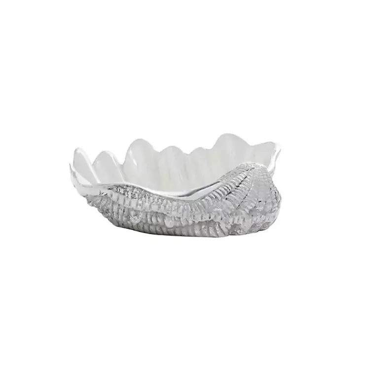 Decorative Bowls & Jars>Kirklands Home Aluminum Seashell Bowl White