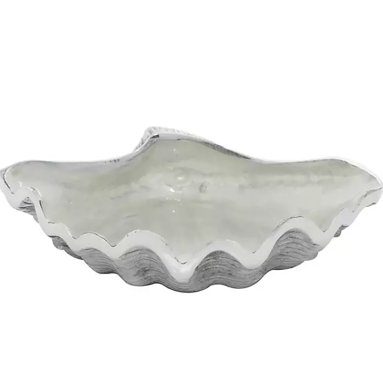 Decorative Bowls & Jars>Kirklands Home Aluminum Seashell Bowl White