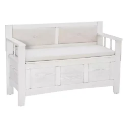 Kirklands Home White and Beige Carlton Storage Bench Sale