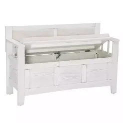 Kirklands Home White and Beige Carlton Storage Bench Sale