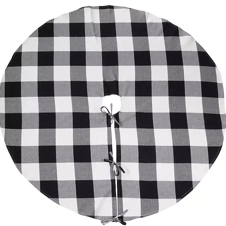 Christmas Tree Skirts & Collars>Kirklands Home White and Black Buffalo Check Tree Skirt, 72 in.