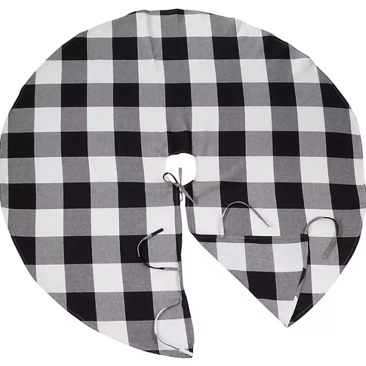 Christmas Tree Skirts & Collars>Kirklands Home White and Black Buffalo Check Tree Skirt, 72 in.