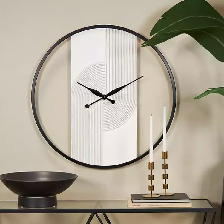 Kirklands Home White and Black Carved Open Wall Clock Discount