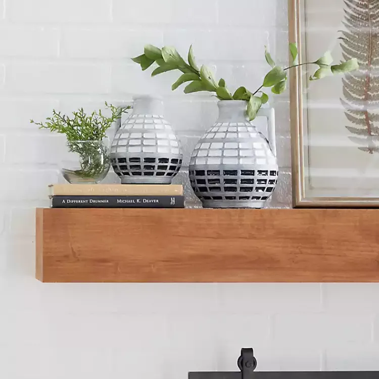 Vases>Kirklands Home White and Black Checkered Ceramic Vases, Set of 2