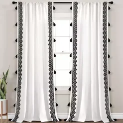 Kirklands Home White and Black Diamond Curtain Panel, 84 in. Discount