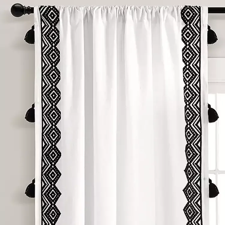 Kirklands Home White and Black Diamond Curtain Panel, 84 in. Discount