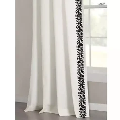 Kirklands Home White and Black Embroidered Curtain Panel, 84 in. Hot