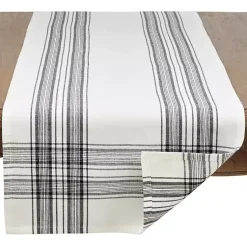 Kirklands Home White and Black Plaid Cotton Table Runner Sale