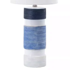 Kirklands Home and Blue Large Stripe Table Lamp White Hot