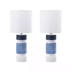 Kirklands Home and Blue Large Stripe Table Lamp White Hot