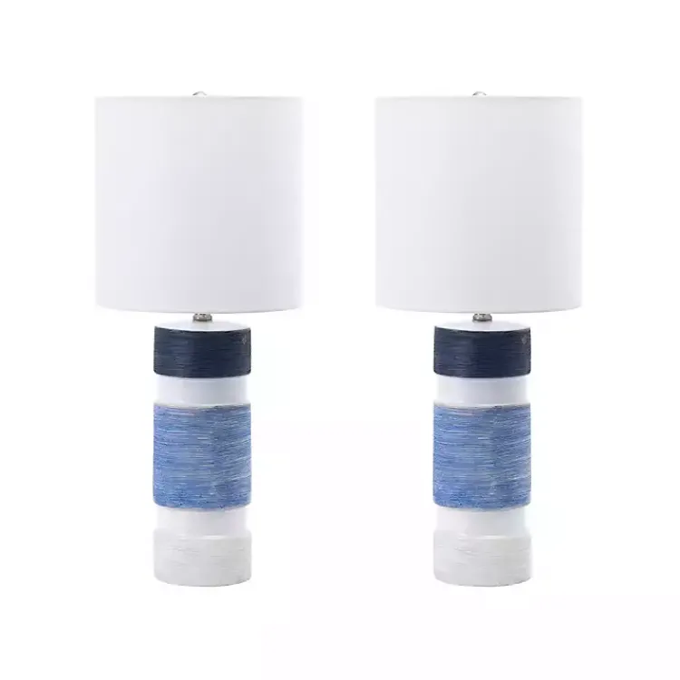 Kirklands Home and Blue Large Stripe Table Lamp White Hot