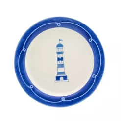 Kirklands Home White and Blue Nautical Salad Plate Set, Set of 4 Clearance