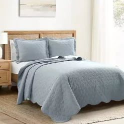 Kirklands Home White and Blue Scallop 3-pc. King Quilt Set Online