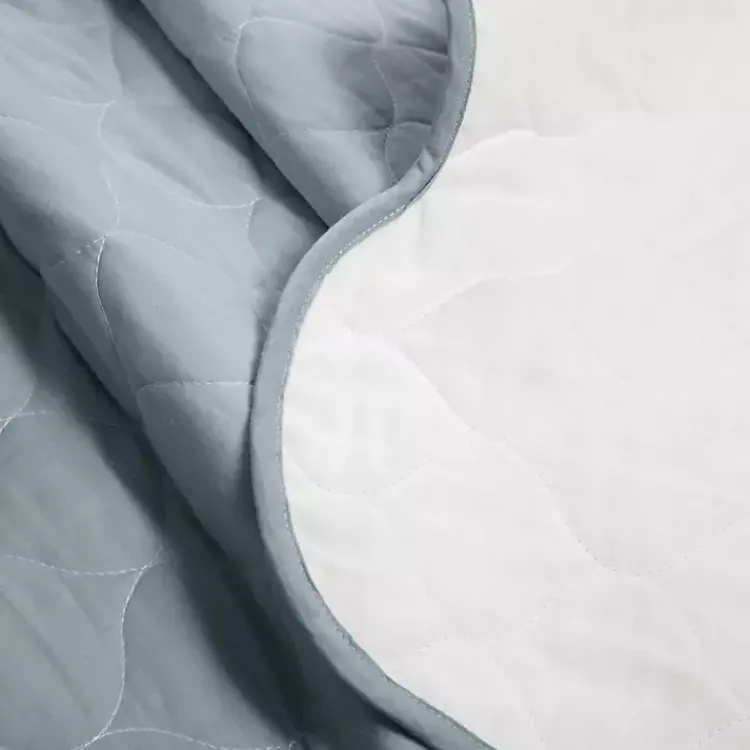 Kirklands Home White and Blue Scallop 3-pc. King Quilt Set Online