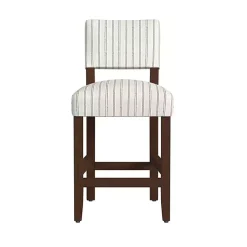 Kirklands Home White and Blue Striped Dark Walnut Counter Stool New