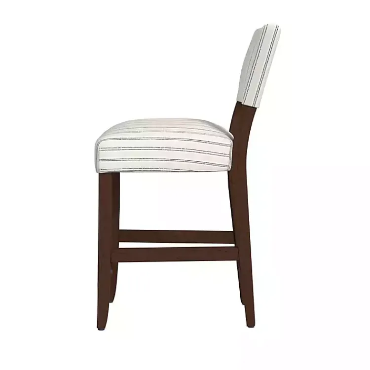 Kirklands Home White and Blue Striped Dark Walnut Counter Stool New