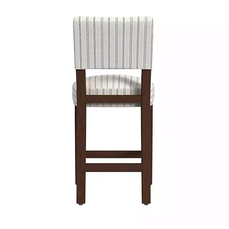 Kirklands Home White and Blue Striped Dark Walnut Counter Stool New