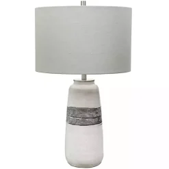 Kirklands Home White and Brown Distressed Stripe Table Lamp Gray Discount