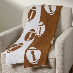 Blankets & Throws>Kirklands Home White and Brown Football Cloud Throw