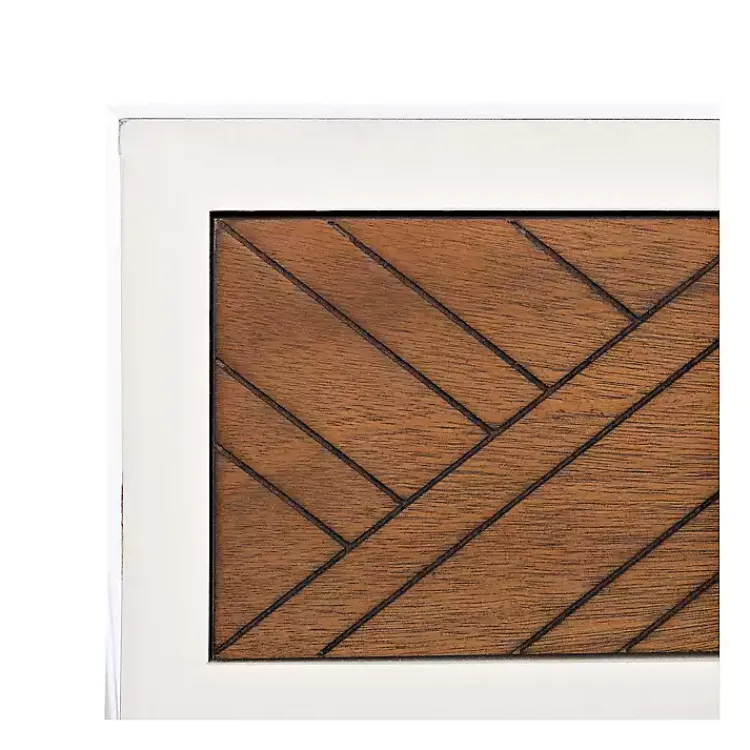 Kirklands Home White and Brown Herringbone Console Table Best