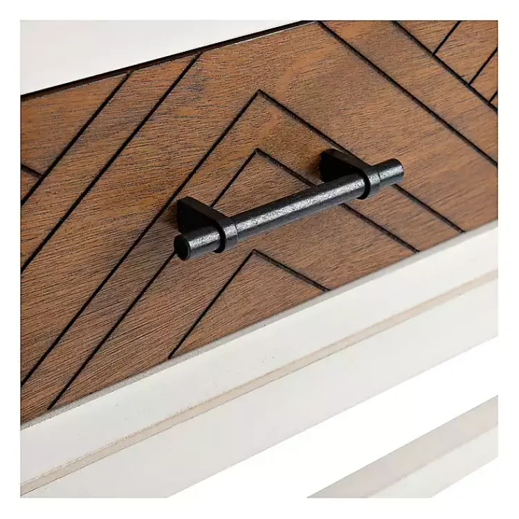 Kirklands Home White and Brown Herringbone Console Table Best