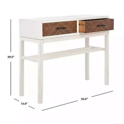 Kirklands Home White and Brown Herringbone Console Table Best