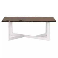 Kirklands Home White and Dark Oak Wood Live Edge Coffee Table Brown Sale