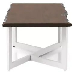 Kirklands Home White and Dark Oak Wood Live Edge Coffee Table Brown Sale