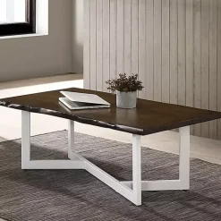 Kirklands Home White and Dark Oak Wood Live Edge Coffee Table Brown Sale