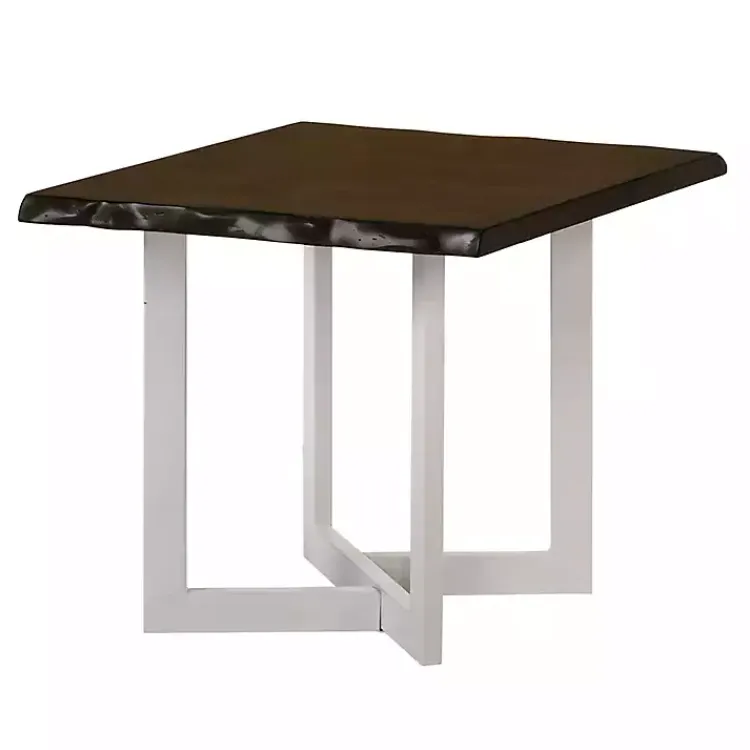 Kirklands Home White and Dark Oak Wood Live Edge Accent Table Brown