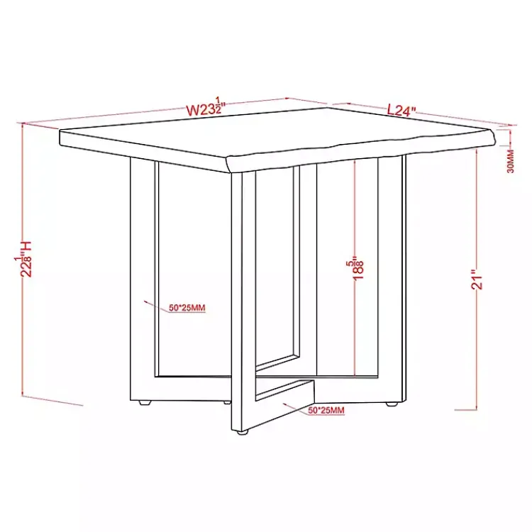 Kirklands Home White and Dark Oak Wood Live Edge Accent Table Brown