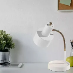 Kirklands Home White and Gold Brayden Charging Desk Lamp Clearance