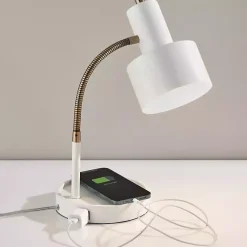Kirklands Home White and Gold Brayden Charging Desk Lamp Clearance