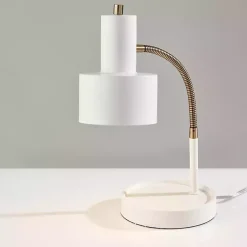 Kirklands Home White and Gold Brayden Charging Desk Lamp Clearance