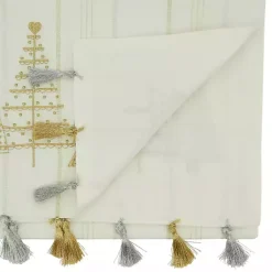 Christmas Dining & Entertaining>Kirklands Home White and Gold Christmas Tree Table Runner