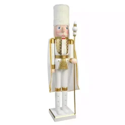 Christmas Decorations>Kirklands Home White and Gold King Nutcracker
