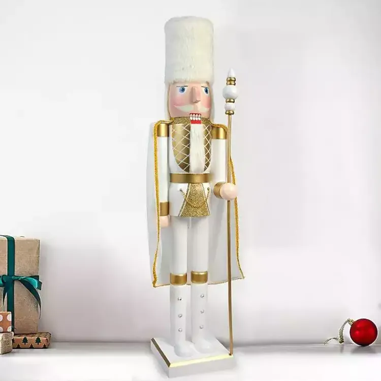 Christmas Decorations>Kirklands Home White and Gold King Nutcracker