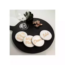 Kirklands Home White and Gold Marble Wine Coasters, Set of 4 Hot