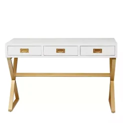 Kirklands Home White and Gold Metal Desk with Outlets Sale
